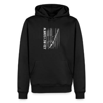 More Bass Double Bass with American Flag - Men’s Premium Organic Hoodie - black - Front - Nico (187cm)