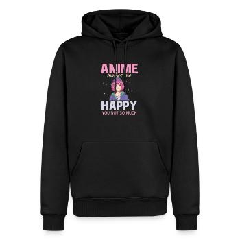 Anime Manga Kawaii Vintage Cartoons Sprüche - Männer Premium Bio Hoodie - Schwarz - Vorne - Nico (187cm)