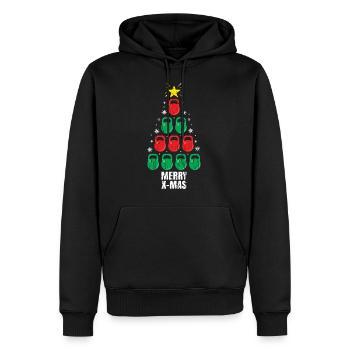 Entraînement de vacances de Noël drôle Kettlebells Tree - Sweat à capuche Premium bio Homme - noir - Devant - Nico (187cm)