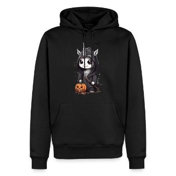 Kawaii Halloween Licorne Grim Reaper Design - Sweat à capuche Premium bio Homme - noir - Devant - Nico (187cm)