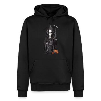 Cartoon Sensenmann lustiges Cartoon Design Magier - Männer Premium Bio Hoodie - Schwarz - Vorne - Nico (187cm)