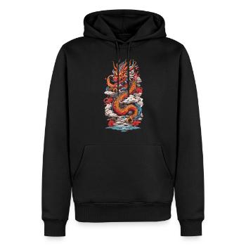 Retro Asian Mysticism Dragon Japan Design - Men’s Premium Organic Hoodie - black - Front - Nico (187cm)