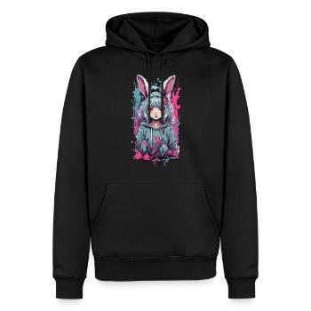 Anime Girl Bunny Kemonomimi Kawaii Gothique Design - Sweat à capuche Premium bio Homme - noir - Devant - Nico (187cm)