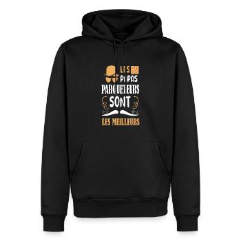 Les papas parqueteurs sont les meilleurs t-shirt - Sweat à capuche Premium bio Homme - noir - Devant - Nico (187cm)