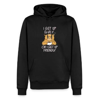 I get up early or i get up friendly - Männer Premium Bio Hoodie - Schwarz - Vorne - Nico (187cm)