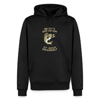 Zander Nichts gefangen ist auch geangelt - Männer Premium Bio Hoodie - Schwarz - Vorne - Nico (187cm)