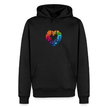 LGBTQIA+ Regenbogenherz - Männer Premium Bio Hoodie - Schwarz - Vorne - Nico (187cm)