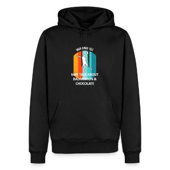 Badminton Badminton Badminton Player Chocolat - Sweat à capuche Premium bio Homme - noir - Devant - Nico (187cm)