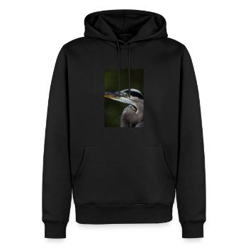 Großer blauer Reiher Porträt - Vogelfotografie - Männer Premium Bio Hoodie - Schwarz - Vorne - Nico (187cm)