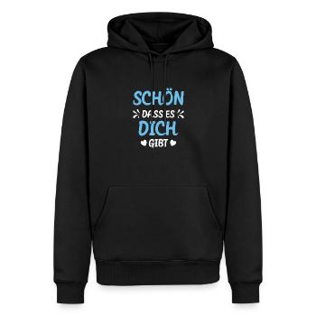Schön dass es dich gibt - Männer Premium Bio Hoodie - Schwarz - Vorne - Nico (187cm)