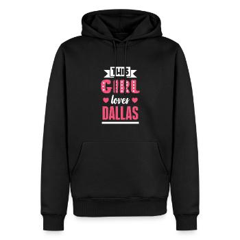 Cette fille aime le design de Dallas pour sa fierté - Sweat à capuche Premium bio Homme - noir - Devant - Nico (187cm)