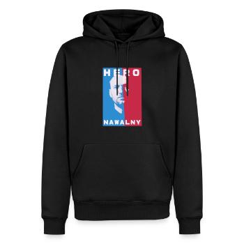 héros, Russie, rip, Alexei Navalny,Navalny - Sweat à capuche Premium bio Homme - noir - Devant - Nico (187cm)