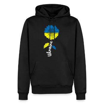 Ukraine Sonnenblume Frieden Peace Ukraine Flagge - Männer Premium Bio Hoodie - Schwarz - Vorne - Nico (187cm)