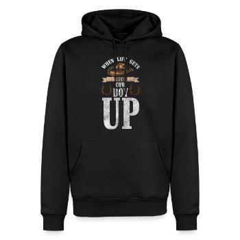 Country Sheriff Dressur Westernreiten - Männer Premium Bio Hoodie - Schwarz - Vorne - Nico (187cm)