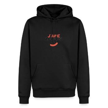 J'aime la saucisse ! Savourez l'excellence! - Sweat à capuche Premium bio Homme - noir - Devant - Nico (187cm)