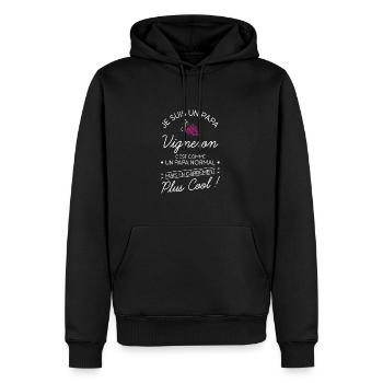 Papa Vigneron Cool Cadeau - Sweat à capuche Premium bio Homme - noir - Devant - Nico (187cm)