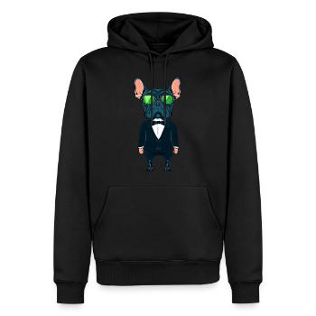 Bouledogue français en smoking - Sweat à capuche Premium bio Homme - noir - Devant - Nico (187cm)