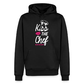 Embrassez le chef - Sweat à capuche Premium bio Homme - noir - Devant - Nico (187cm)