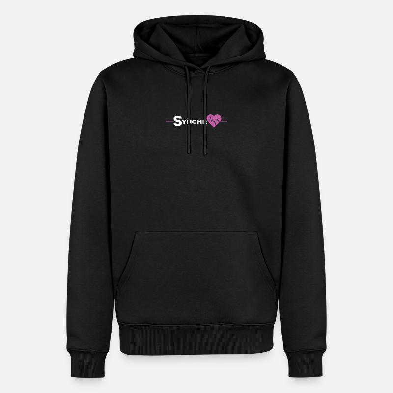 synchro herz weiss - Männer Premium Bio Hoodie - Schwarz