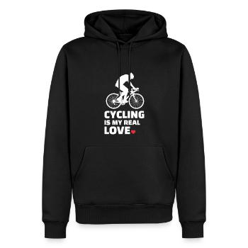Radfahren, Cycling, Bicycling and Biking - Männer Premium Bio Hoodie - Schwarz - Vorne - Nico (187cm)