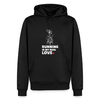 J’adore la course - Sweat à capuche Premium bio Homme - noir - Devant - Nico (187cm)