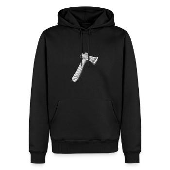 Axt | Holzfäller | Holzarbeiter | Beil - Männer Premium Bio Hoodie - Schwarz - Vorne - Nico (187cm)