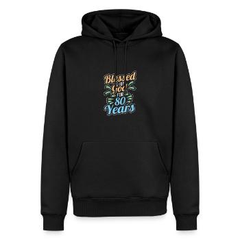 80. Geburtstag 80 Jahre Alt - Männer Premium Bio Hoodie - Schwarz - Vorne - Nico (187cm)