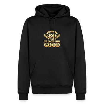 80. Geburtstag 80 Jahre Alt - Männer Premium Bio Hoodie - Schwarz - Vorne - Nico (187cm)