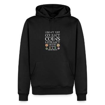 Les collectionneurs de pièces collectent des pièces - Sweat à capuche Premium bio Homme - noir - Devant - Nico (187cm)