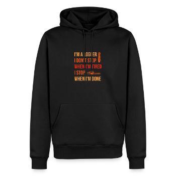 Bûcheron Bûcheron Tronçonneuse - Sweat à capuche Premium bio Homme - noir - Devant - Nico (187cm)