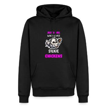 Juste une fille qui aime le poulet Silkies Silkie - Sweat à capuche Premium bio Homme - noir - Devant - Nico (187cm)