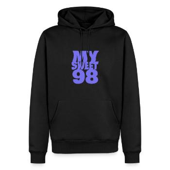 98 - Männer Premium Bio Hoodie - Schwarz - Vorne - Nico (187cm)