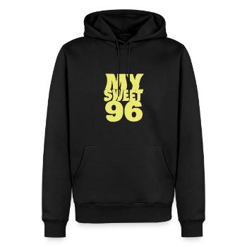 96 - Männer Premium Bio Hoodie - Schwarz - Vorne - Nico (187cm)