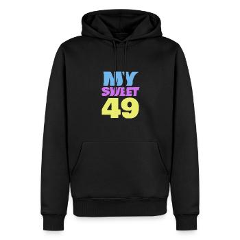 49 - Männer Premium Bio Hoodie - Schwarz - Vorne - Nico (187cm)