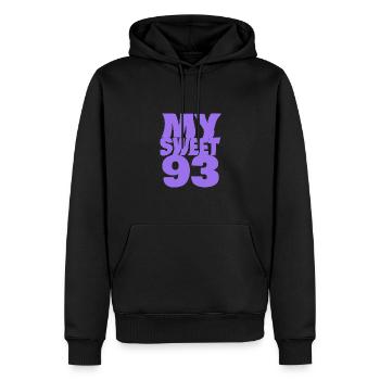 Birthday 93 - Men’s Premium Organic Hoodie - black - Front - Nico (187cm)