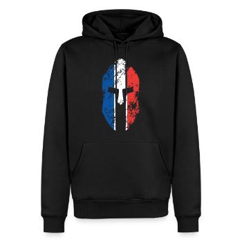 Casque de guerrier spartiate drapeau de la France - Sweat à capuche Premium bio Homme - noir - Devant - Nico (187cm)