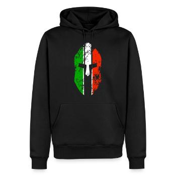 Spartanische Helmflagge Italiens - Männer Premium Bio Hoodie - Schwarz - Vorne - Nico (187cm)
