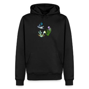 Raies Méduse Sous-marine Poissons coraux - Sweat à capuche Premium bio Homme - noir - Devant - Nico (187cm)