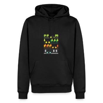 Radfahren durch die vier Jahreszeiten (graue Linien) - Männer Premium Bio Hoodie - Schwarz - Vorne - Nico (187cm)