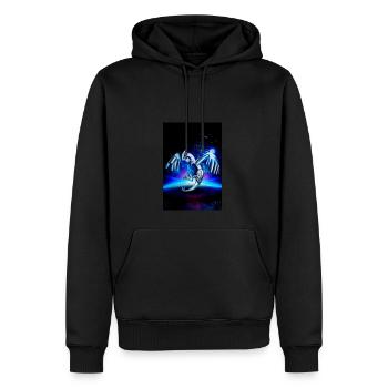 poster illustration dessin inspiration dragon - Sweat à capuche Premium bio Homme - noir - Devant - Nico (187cm)