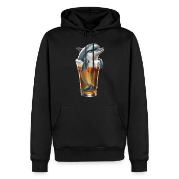 Delfin Bier - Männer Premium Bio Hoodie - Schwarz - Vorne - Nico (187cm)