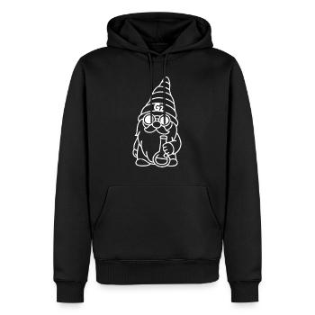 Cooler Zwerg/Wichtel mit Sonnenbrille und Bong - Männer Premium Bio Hoodie - Schwarz - Vorne - Nico (187cm)