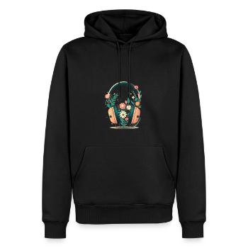 Das neue Flower Headset 1 - Männer Premium Bio Hoodie - Schwarz - Vorne - Nico (187cm)