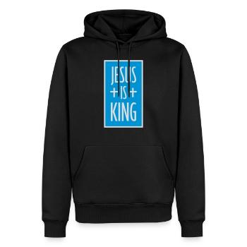 Citation de Jésus est roi - Sweat à capuche Premium bio Homme - noir - Devant - Nico (187cm)