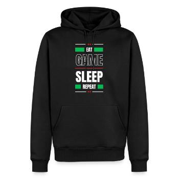 EAT GAME SLEEP REPEAT - Männer Premium Bio Hoodie - Schwarz - Vorne - Nico (187cm)