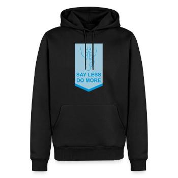 say less do more - Männer Premium Bio Hoodie - Schwarz - Vorne - Nico (187cm)