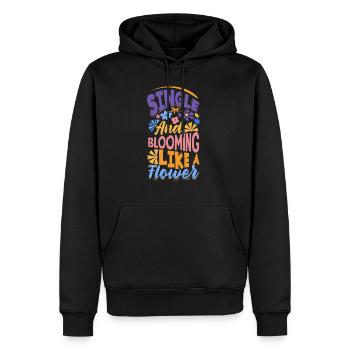 Célibataire et épanoui comme une fleur - Sweat à capuche Premium bio Homme - noir - Devant - Nico (187cm)