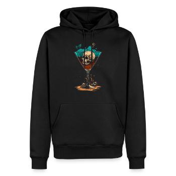 cocktail skull - Sweat à capuche Premium bio Homme - noir - Devant - Nico (187cm)
