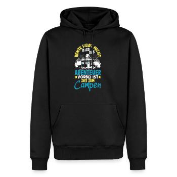 Rente heißt Zeit zum Campen - Männer Premium Bio Hoodie - Schwarz - Vorne - Nico (187cm)