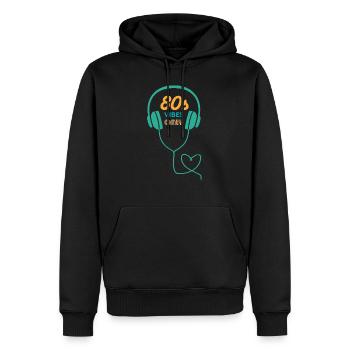 80s Vibes Only Headphones Music Retro Vintage - Men’s Premium Organic Hoodie - black - Front - Nico (187cm)